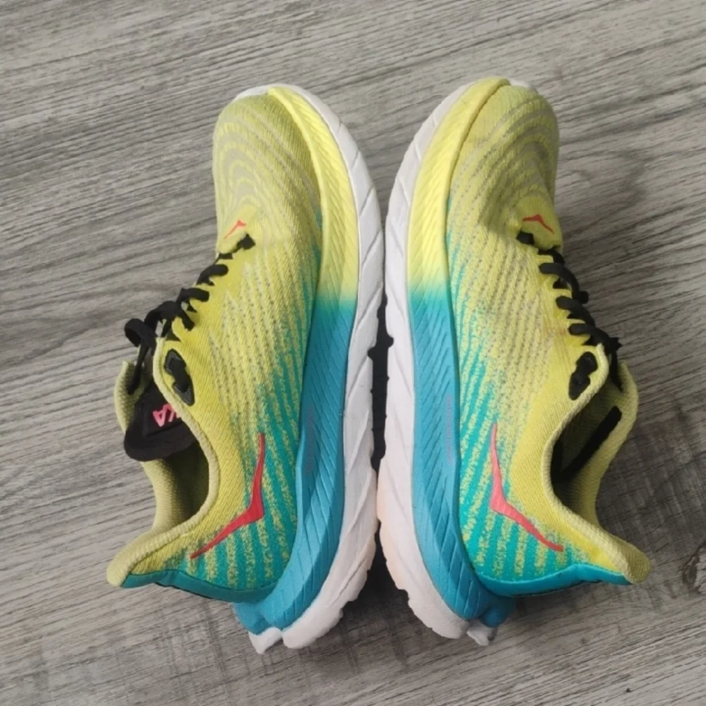 Hoka Mach 5 Sneakers in Yellow and Teal Women's Size 6.5B - Picture 9 of 12